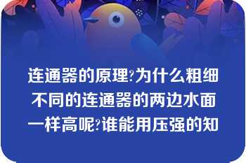 连通器的原理?为什么粗细不同的连通器的两边水面一样高呢?谁能用压强的知