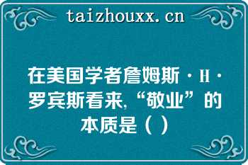 在美国学者詹姆斯·H·罗宾斯看来,“敬业”的本质是（）