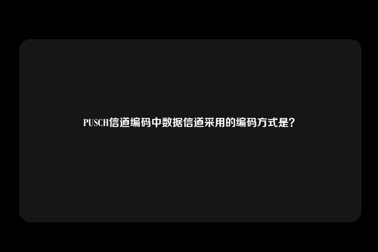 PUSCH信道编码中数据信道采用的编码方式是？