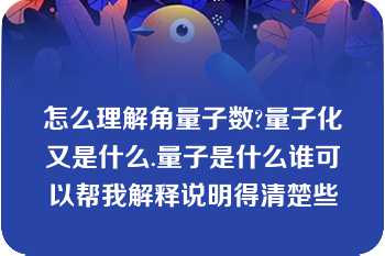 怎么理解角量子数?量子化又是什么.量子是什么谁可以帮我解释说明得清楚些