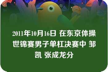 2011年10月16日 在东京体操世锦赛男子单杠决赛中 邹凯 张成龙分