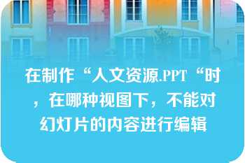 在制作“人文资源.PPT“时，在哪种视图下，不能对幻灯片的内容进行编辑