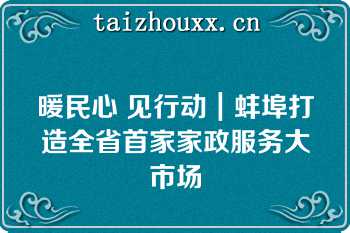 暖民心 见行动｜蚌埠打造全省首家家政服务大市场