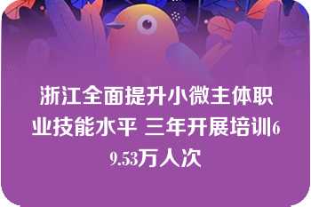 浙江全面提升小微主体职业技能水平 三年开展培训69.53万人次