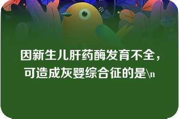 因新生儿肝药酶发育不全，可造成灰婴综合征的是\n