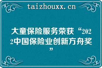 大童保险服务荣获“2022中国保险业创新方舟奖”