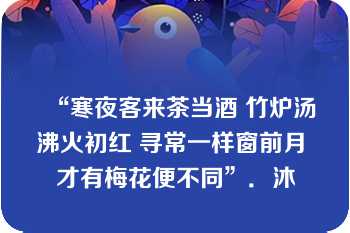 “寒夜客来茶当酒 竹炉汤沸火初红 寻常一样窗前月 才有梅花便不同”．沐