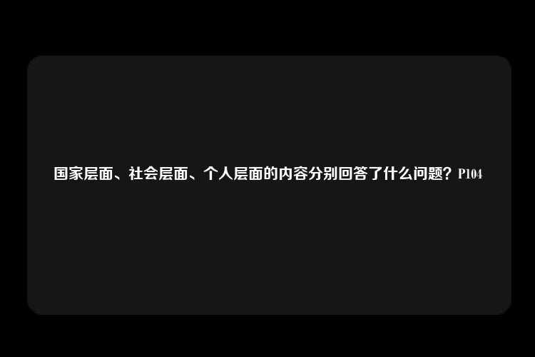 国家层面、社会层面、个人层面的内容分别回答了什么问题？P104