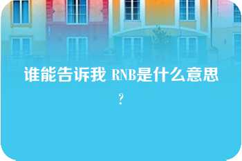 谁能告诉我 RNB是什么意思?