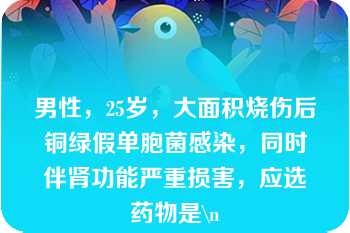 男性，25岁，大面积烧伤后铜绿假单胞菌感染，同时伴肾功能严重损害，应选药物是\n