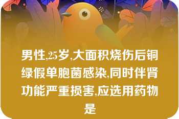 男性,25岁,大面积烧伤后铜绿假单胞菌感染,同时伴肾功能严重损害,应选用药物是