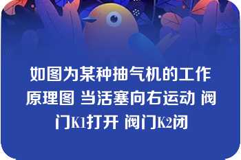 如图为某种抽气机的工作原理图 当活塞向右运动 阀门K1打开 阀门K2闭