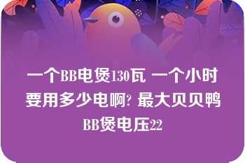 一个BB电煲130瓦 一个小时要用多少电啊? 最大贝贝鸭BB煲电压22