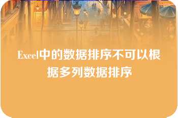 Excel中的数据排序不可以根据多列数据排序