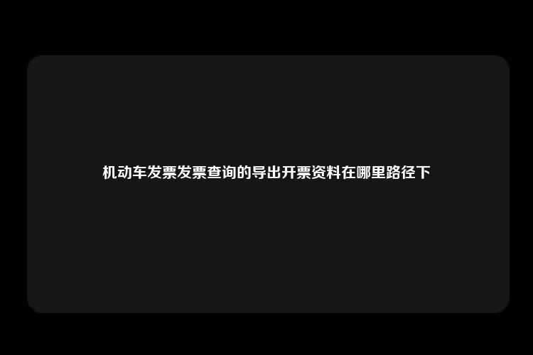 机动车发票发票查询的导出开票资料在哪里路径下