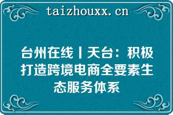 台州在线丨天台：积极打造跨境电商全要素生态服务体系