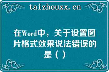 在Word中，关于设置图片格式效果说法错误的是（）