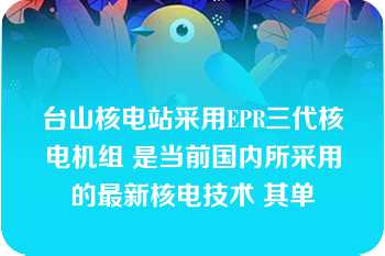 台山核电站采用EPR三代核电机组 是当前国内所采用的最新核电技术 其单