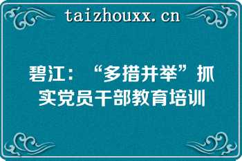 碧江：“多措并举”抓实党员干部教育培训