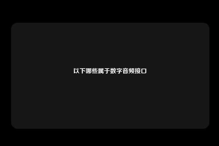 以下哪些属于数字音频接口