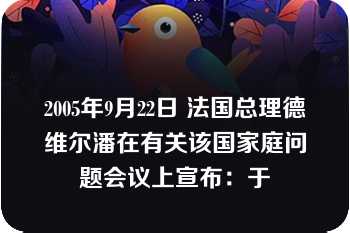 2005年9月22日 法国总理德维尔潘在有关该国家庭问题会议上宣布：于