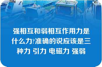 强相互和弱相互作用力是什么力?准确的说应该是三种力 引力 电磁力 强弱