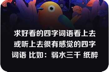 求好看的四字词语看上去或听上去很有感觉的四字词语 比如：弱水三千 纸醉