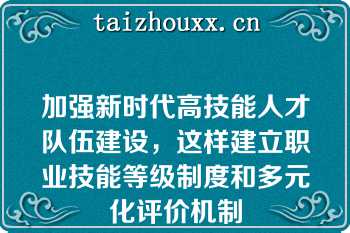 加强新时代高技能人才队伍建设，这样建立职业技能等级制度和多元化评价机制