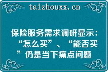 保险服务需求调研显示：“怎么买”、“能否买”仍是当下痛点问题