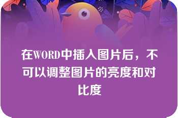 在WORD中插入图片后，不可以调整图片的亮度和对比度