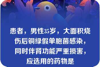 患者，男性35岁，大面积烧伤后铜绿假单胞菌感染，同时伴肾功能严重损害，应选用的药物是