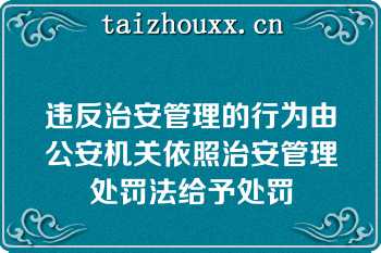 违反治安管理的行为由公安机关依照治安管理处罚法给予处罚