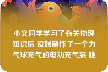 小文同学学习了有关物理知识后 设想制作了一个为气球充气的电动充气泵 她