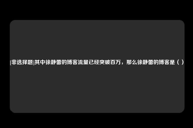 [非选择题]其中徐静蕾的博客流量已经突破百万，那么徐静蕾的博客是（）