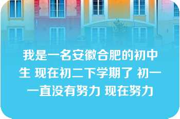 我是一名安徽合肥的初中生 现在初二下学期了 初一一直没有努力 现在努力