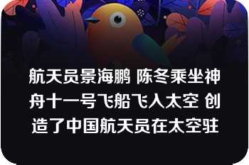 航天员景海鹏 陈冬乘坐神舟十一号飞船飞入太空 创造了中国航天员在太空驻