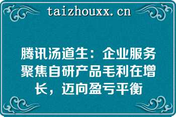 腾讯汤道生：企业服务聚焦自研产品毛利在增长，迈向盈亏平衡